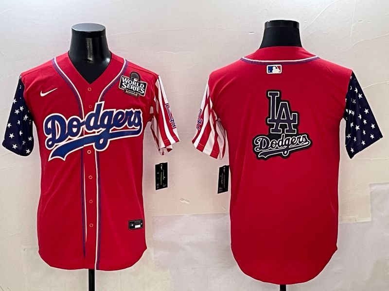 Men Los Angeles Dodgers Blank Red a generation of national flags Joint name 2025 Nike MLB Jersey style 29->los angeles dodgers->MLB Jersey